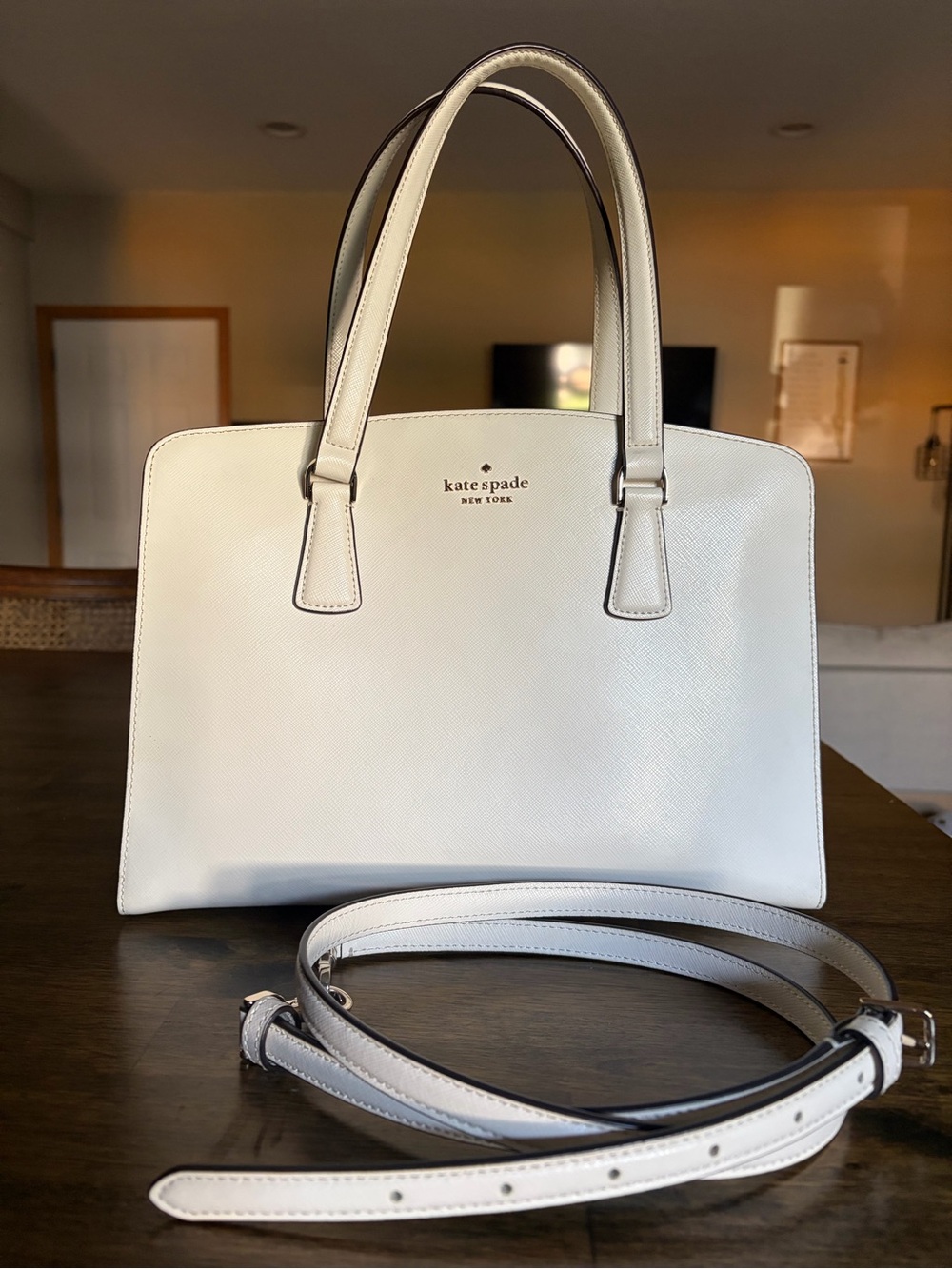 Ivory White Kate Spade Perry Purse W/ Detachable Strap - MSRP $399
